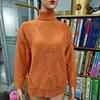 Модный длинный рукав однотонный свитер с высоким воротом женский осенне-зимний толстый теплый вязаный свитер женский повседневный винтажный свободный трикотаж 25145