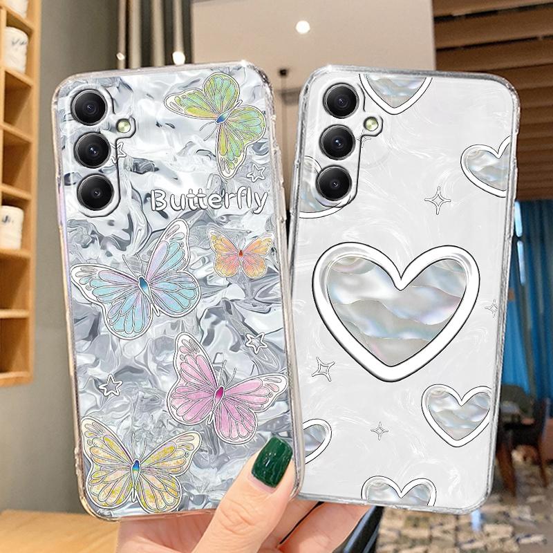 Чехол для телефона Heart Butterfly для iPhone Samsung S25 Ultra A55 S24 FE A16 Xiaomi Redmi Note 14 13 Pro 14C Huawei Honor 200 Realme противоударный матовый чехол