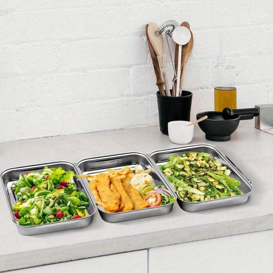 Набор из 3 лотков для панировки, лотки для обвалки для приготовления пищи, набор сковородок для панировки из нержавеющей стали для маринования мяса, курицы, рыбы, лотки для подготовки продуктов