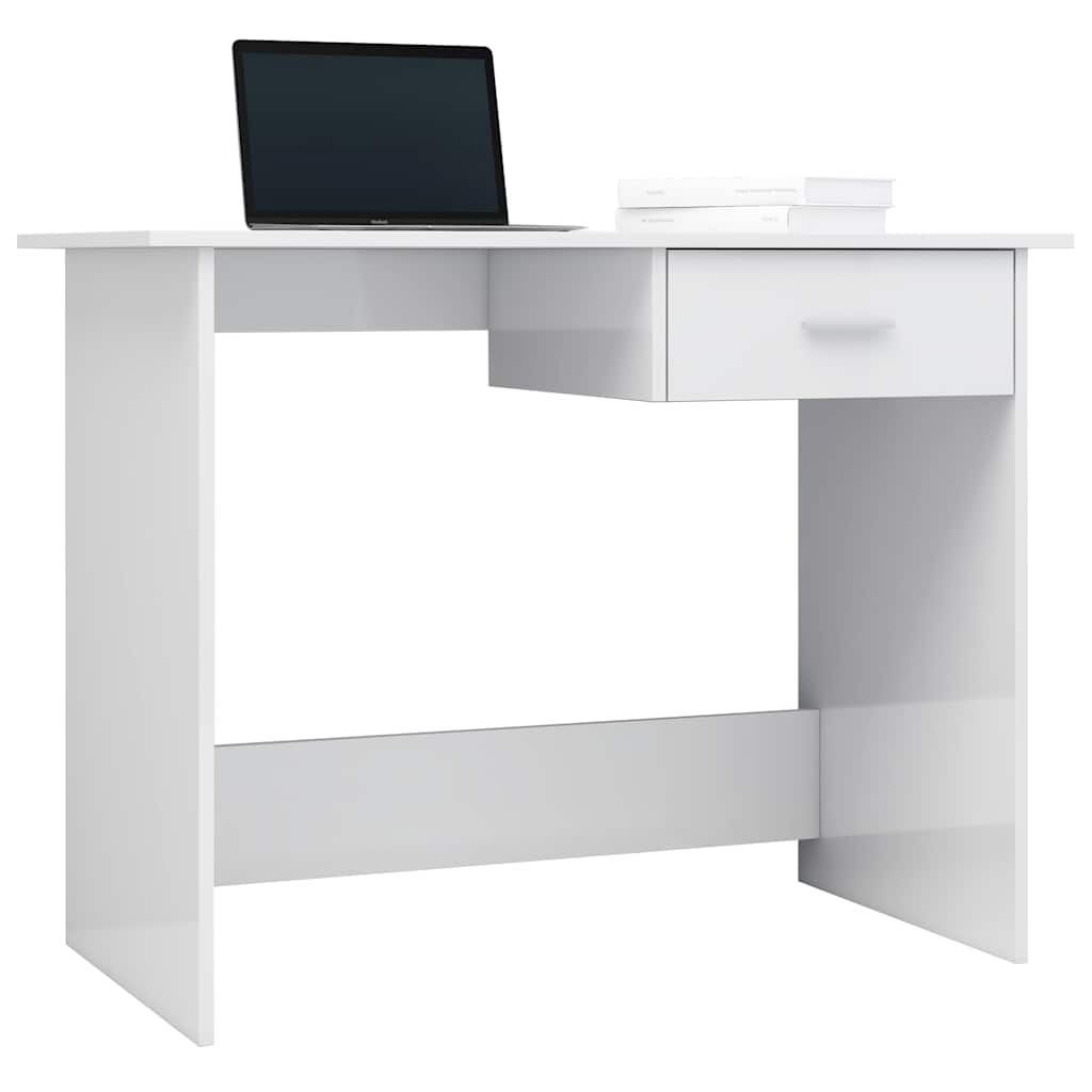 Glossy White Desk 100*50*76 cm Particleboard