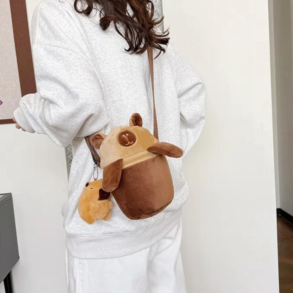 PP Cotton Panda Shoulder Bag Plush Doll Cartoon Animal Pouch Cute Capybara Crossbody Bag  Friends