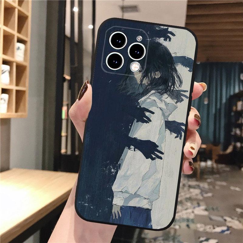 Чехол для телефона Carcasa Funda Для iPhone 17 Pro Max Air 16 15 14 13 Pro Max 15 16 Pro 15Plus Ужасы Аниме Девушка Чехол
