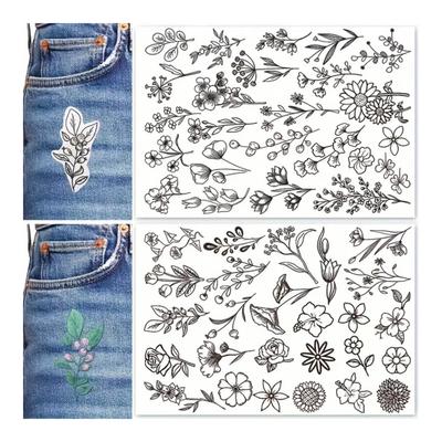 2 листа водорастворимого стабилизатора для вышивки DIY Stick Stitch бумага для вышивки с предварительно напечатанными цветами, листьями, животными узорами для начинающих любителей шитья