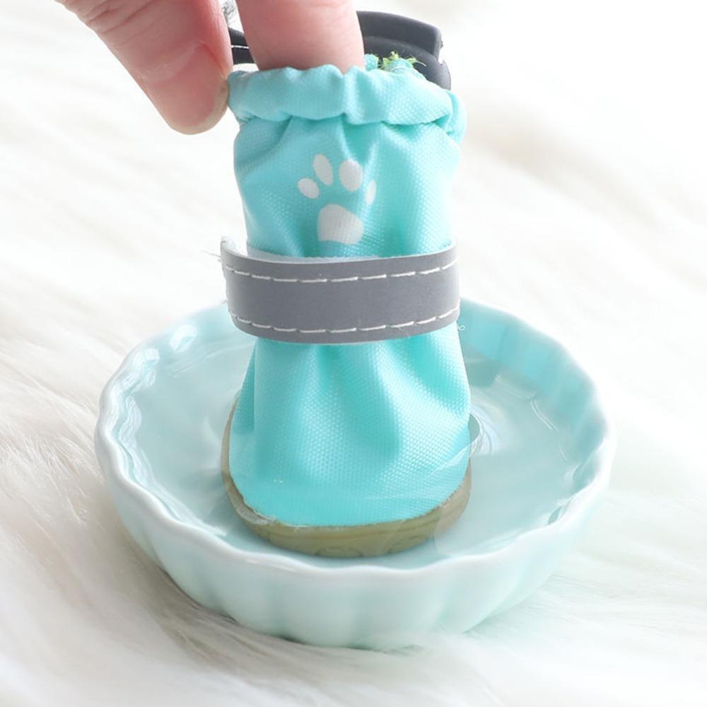4pcs/set Anti-slip Pet Dog Shoes Waterproof Pet Rain Shoes Adorable Puppy Booties Small Medium Dog