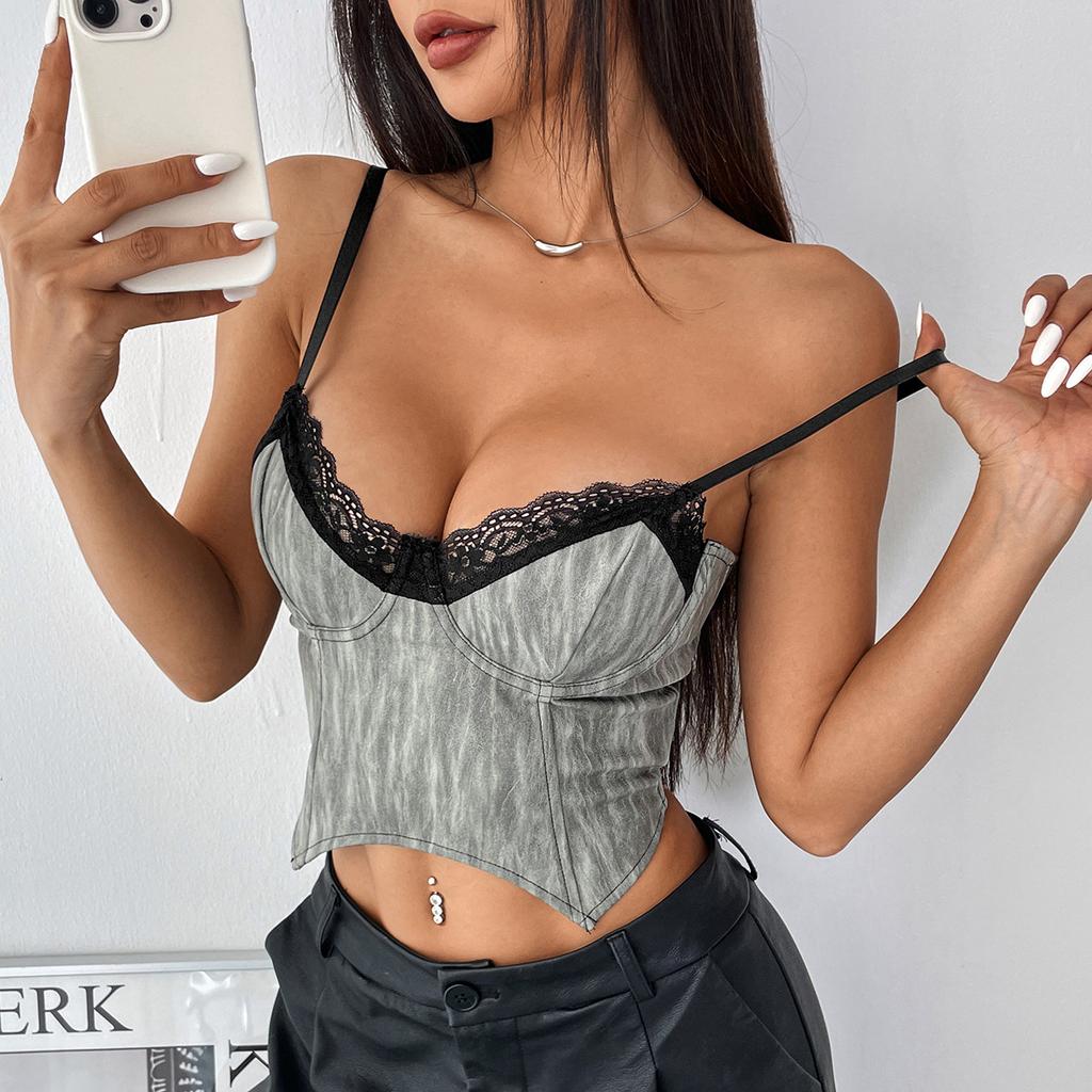 Женский летний топ-топ с запахом и кружевом Pure Desire