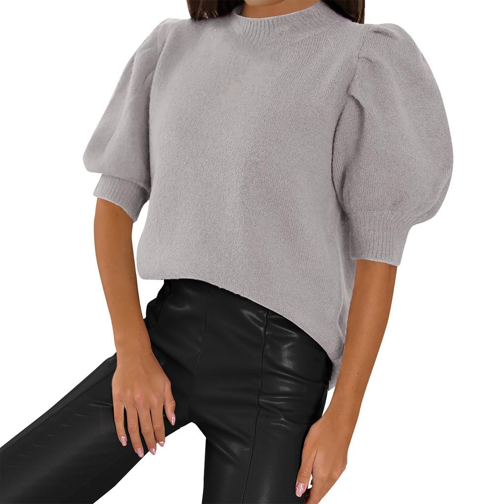 Женские объемные вязаные свитера с короткими рукавами, топы, повседневные пуловеры, рубашки