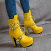 Big Red Women's Ankle Boots Platform White Yellow Lace up High Heels Short Boot Female Autumn Winter Unisex Shoes Sexy