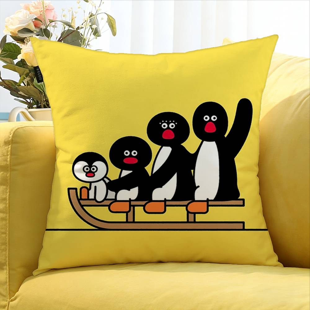 Cartoon Cute Pingu Penguin Various Sizes Square Pillow Case For Car Home Bedchamber Decor