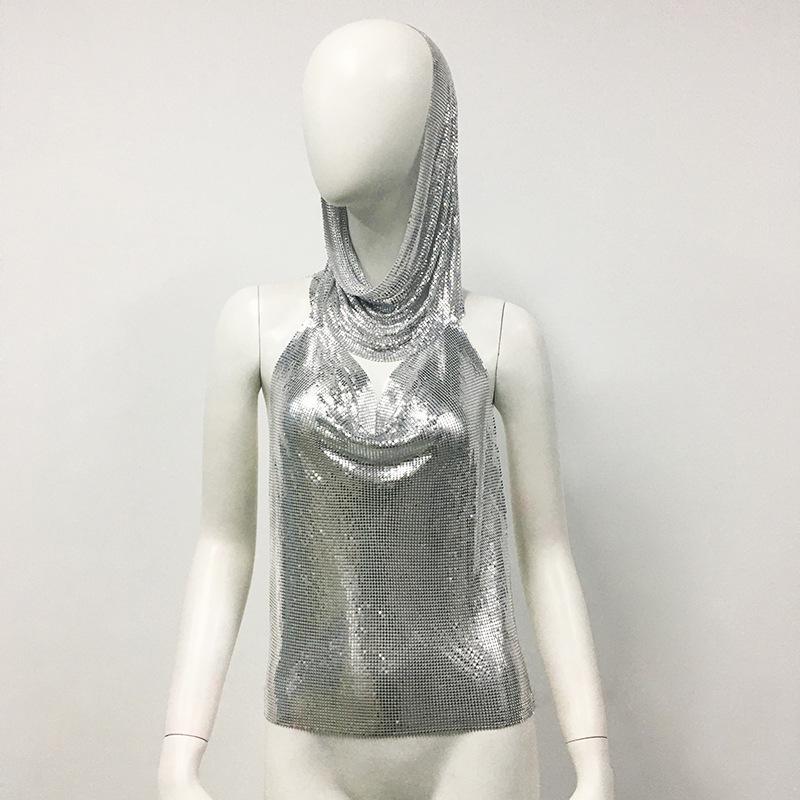 Трендовый летний женский худи-жилет на металлических бретелях в европейском и американском стиле – Сексуальный топ-слинг для горячей девушки