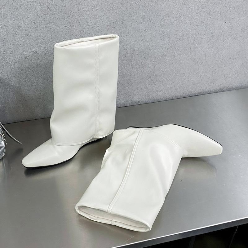 Модные Eilyken Осенние Клиновидные Каблуки Женские Ботильоны Складной Заостренный Носок Обувь Современные Короткие Ботильоны Zapatos De Mujer