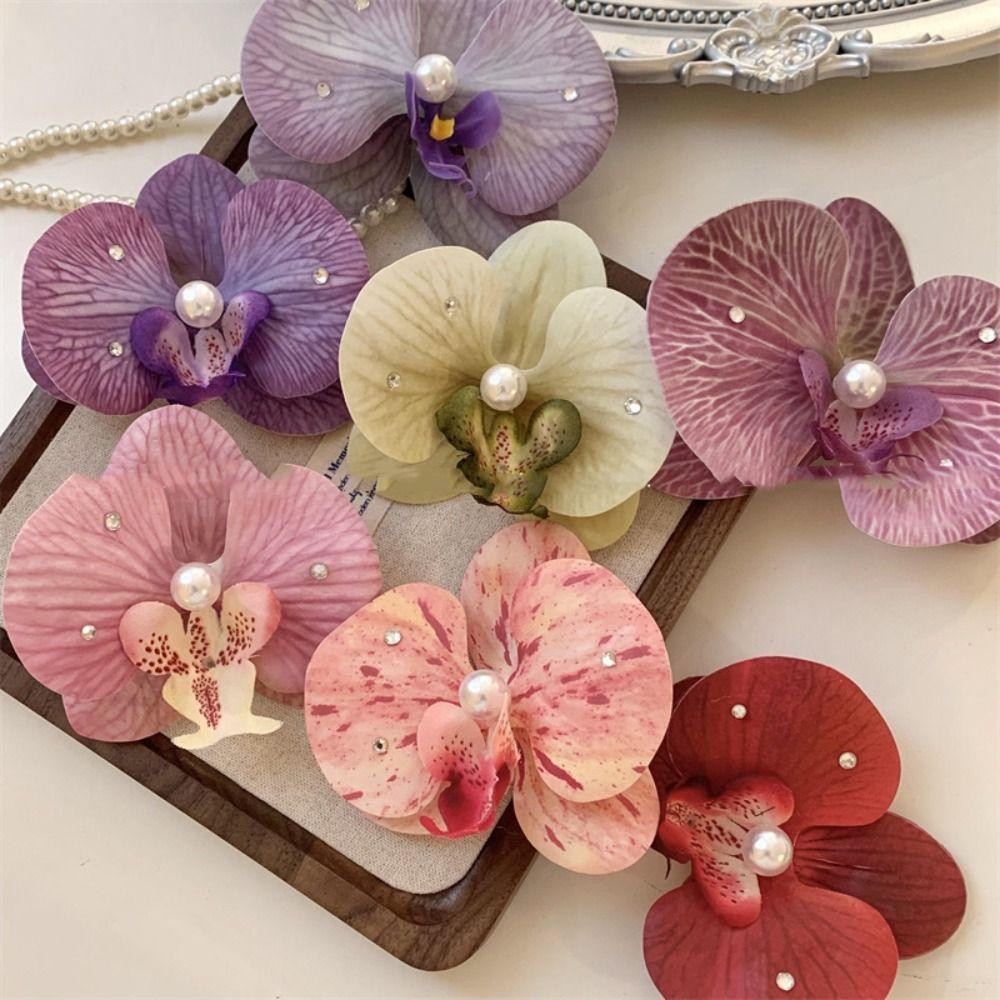 Заколка для волос из ткани с цветком бабочки орхидеи для девочек Заколка для волос Простая заколка для волос с цветком орхидеи для девочек