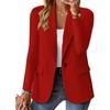 Women's V Neck Long Sleeve Regular Fit Top Single Button Solid Color Casual Blazer