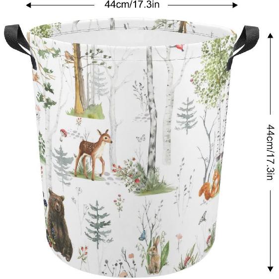 Корзина для белья «Лесные животные», Складная корзина для одежды, Водонепроницаемая корзина для хранения «Лес», «Лиса», «Медведь», «Олень», с ручкой, для детской комнаты, «Джунгли», «Олень», для стирки