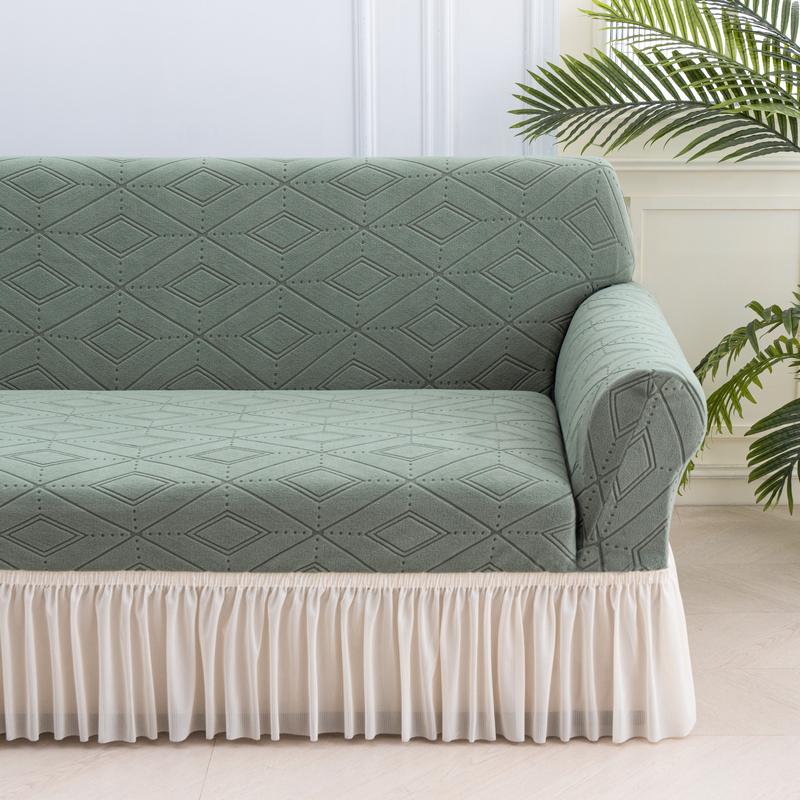 Чехол на диван 1/2/3/4-местный с юбкой, жаккардовый эластичный чехол на диван «все включено» для гостиной