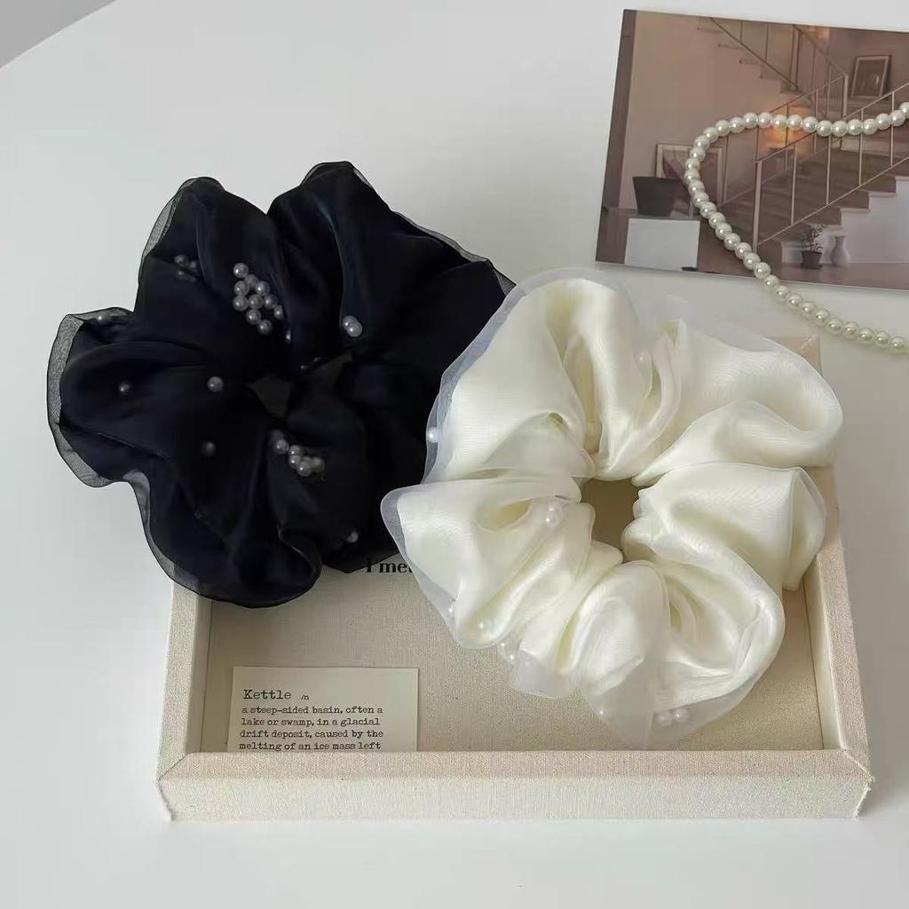 Большая жемчужная органза Большая резинка для волос в виде толстой кишки Простая повязка на голову Высококачественный головной цветок Головной убор Аксессуары для волос Кольцо для головы Женщины