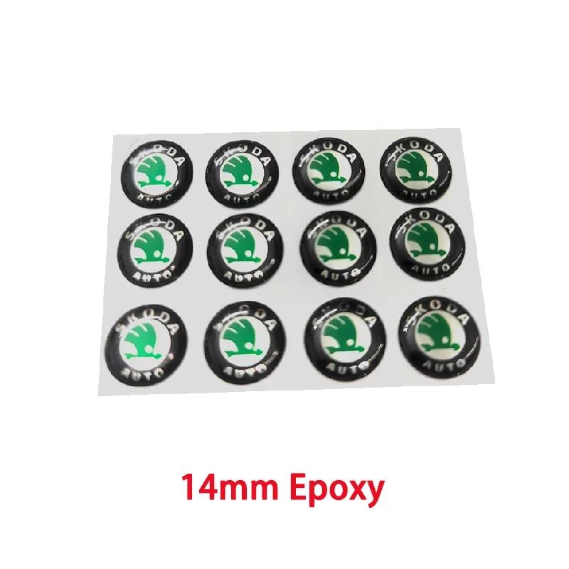 2026 Hot 10PCS 14mm Car Remote Key Sticker Emblem Decal For Skoda Octavia Kodiaq Fabia Superb Rapid Kamiq Karoq Derivati Yeti En
