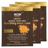 Wow Skin Science Sandalwood Oil, Saffron & Turmeric Extract Infused 2 In 1 Ubtan Face Lifting Sheet Mask - for Tan Removal & Anti-aging, Pack of 3