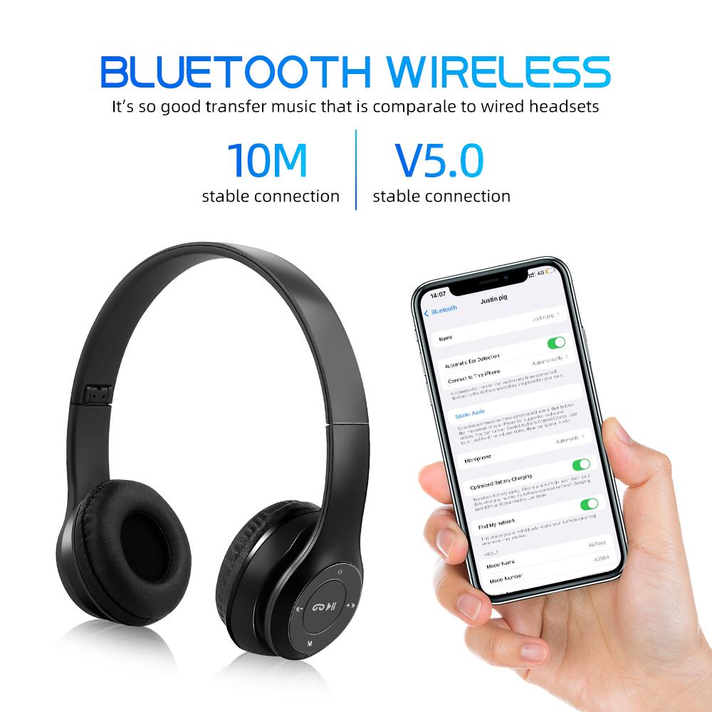 Беспроводные игровые наушники Bluetooth 5.0, беспроводные наушники с двумя режимами, наушники с шумоподавлением для музыки, поддержка SD-карты с микрофоном