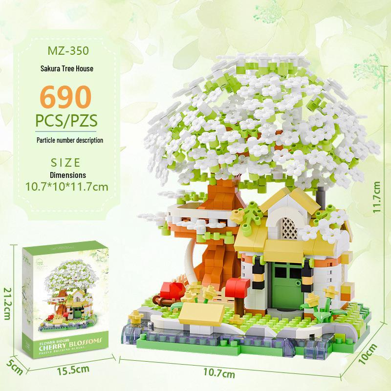 Набор для сборки домика под сакурой Lego: Букет из цветущего персика своими руками и украшения ручной работы для девочек