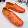 Роскошные оранжевые мокасины для мужчин, модная повседневная мужская кожаная обувь, распродажа, классические удобные мокасины на плоской подошве, мужские туфли-лодочки