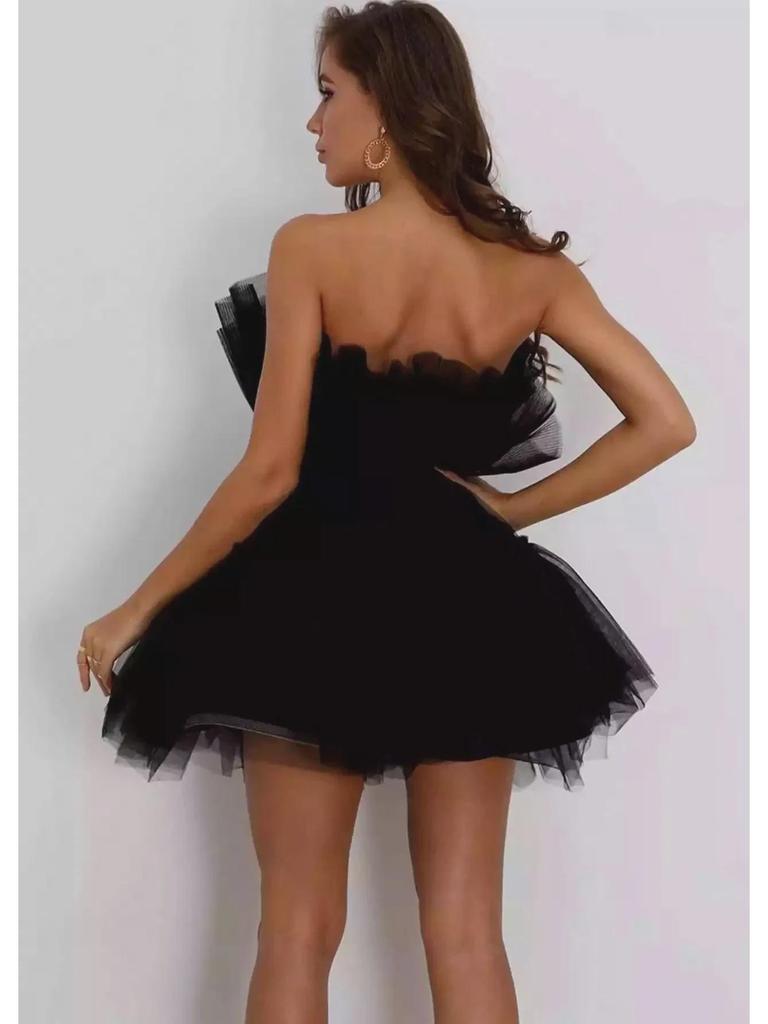 WT2025 Элегантное платье из сетчатого тюля с бантом