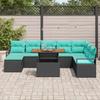Garden Dining Set with Cushions 9 pcs Black and Teal