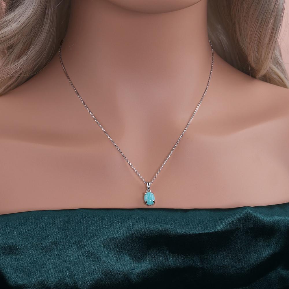 Роскошное ожерелье-подвеска из стерлингового серебра 925 пробы с натуральным амазонитом овальной формы 7*9 мм, изысканное ювелирное украшение для женского банкета и вечеринки, подарки