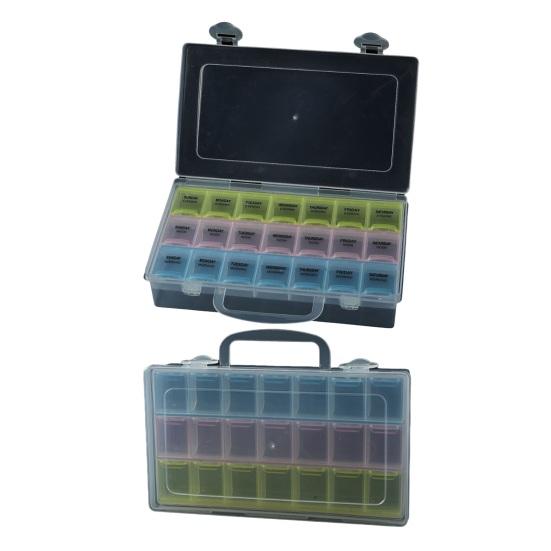 Еженедельный органайзер для таблеток, контейнер для хранения с крышкой с пружинным замком, большой емкости, без BPA, контейнер для таблеток большой емкости