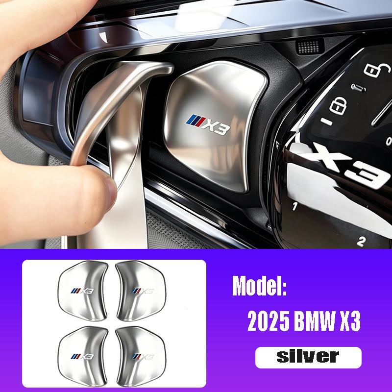For BMW E82 4pcs Car mounted metal inner door bowl protective plate sticker valve cap For BMW X1 X2 X3 X5 X4 X6 X7 iX3 F20 F10 F07 E70 E46 E
