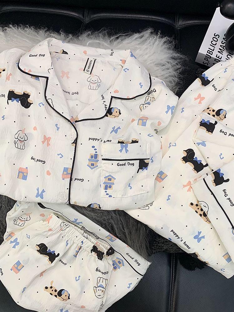 Клетчатый пижамный комплект Hello Kitty - Женский короткий рукав Весна/Лето 3 предмета