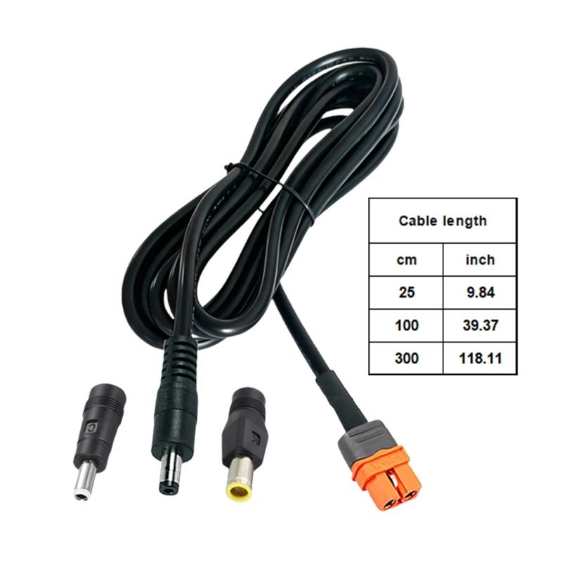 Дополнительный набор силовых кабелей 15AWG XT60i на DC5521 с разъемами DC5525 и DC7909 для использования с солнечными батареями и для ежедневной передачи энергии