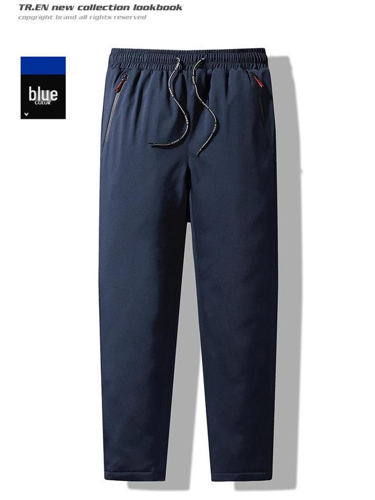 Мужские ветрозащитные теплые плюшевые хлопковые брюки на осень и зиму