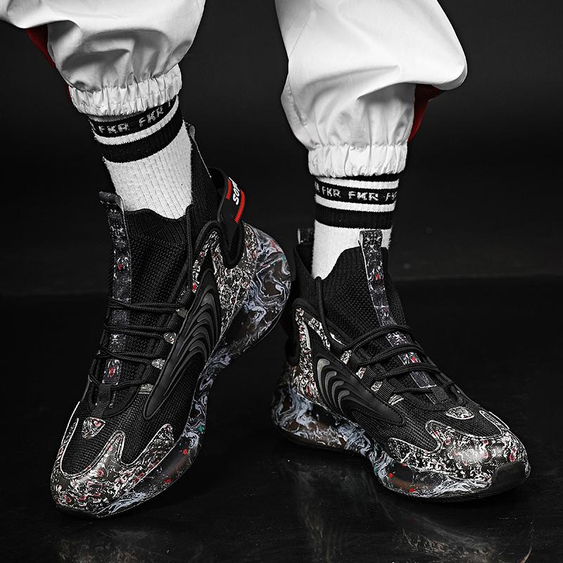 Летняя тканая дышащая спортивная обувь унисекс с высоким берцем 35-47 лет, большие размеры, высокие кеды для фитнеса