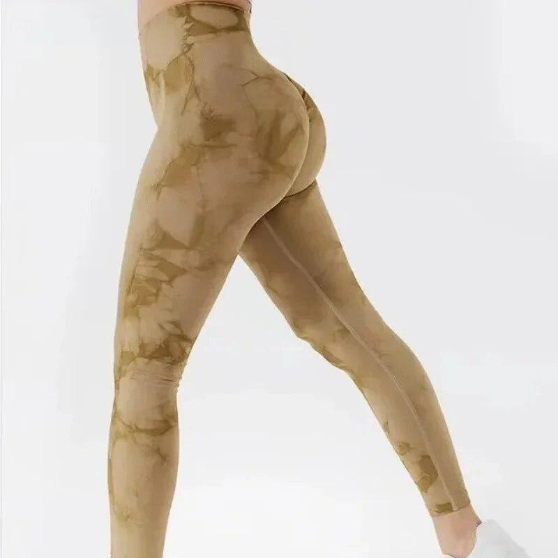 Модные повседневные леггинсы для спортзала с принтом тай-дай, женские штаны для йоги, спортивные леггинсы для бега и фитнеса, облегающие леггинсы с высокой талией и эффектом пуш-ап
