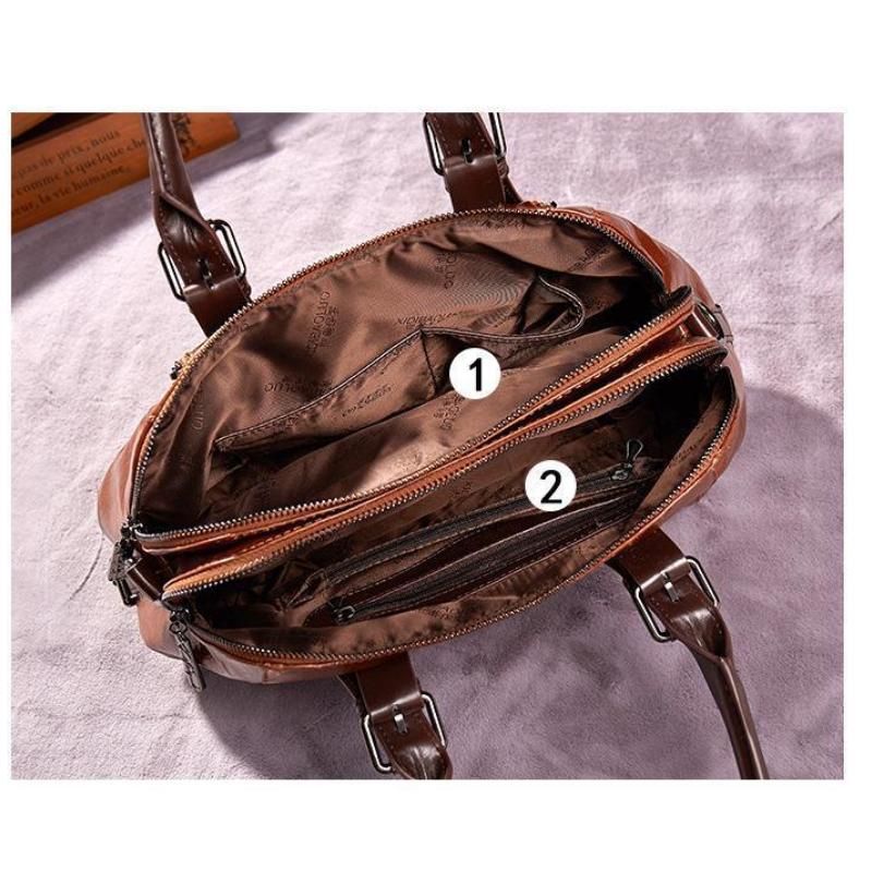 Johnature Ретро модная женская сумка из мягкой кожи, портативная сумка большой емкости, универсальные сумки через плечо и через плечо