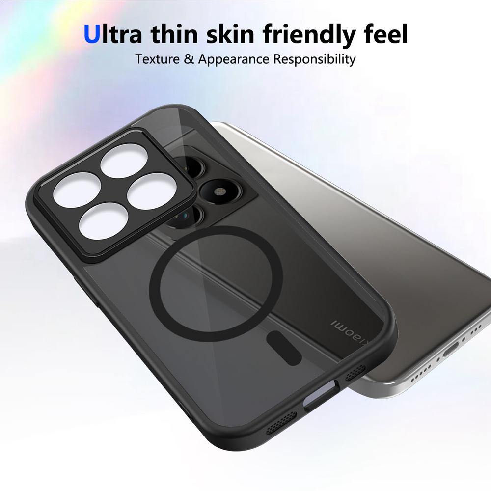 KEYSION Магнитный чехол для телефона для Xiaomi 14T Pro 5G Силикон+ПК Матовый Полупрозрачный Прозрачный Ударопрочный Задняя крышка для Xiaomi 14T