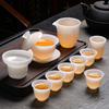 High-grade ice seed jade porcelain tea set merchandise souvenir business company high-end gifts can be done