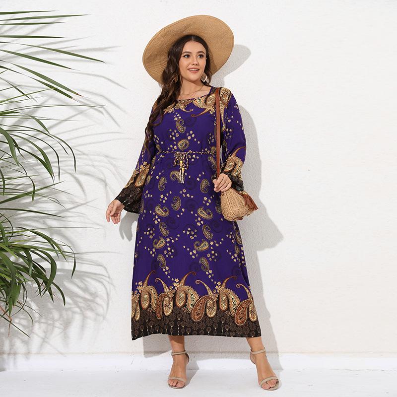 Большие размеры XL-5XL Женские платья Весенние и осенние платья Длинные платья Свободные узкие длинные платья для мам