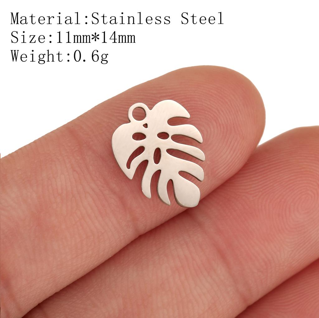 5Pcs Pineapple/Monstera Leaf/Tropical Hawaii Palm Tree Charms Stainless Steel Conch Pendant DIY Bracelet Necklace Jewelry Making