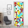 3D Geometric Door Sticker Self-adhseive Vinyl Full Door Wrap Cover Stickers Modern Abstract Geometry Wall Art Mural Decorations