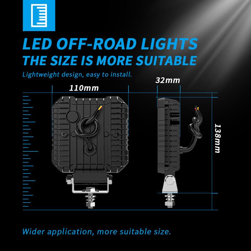 4-дюймовые 9-30 В квадратные дневные ходовые огни Модифицированные светодиодные рабочие фары Прожекторы для внедорожников ATV SUV 4X4 Фары мигающие