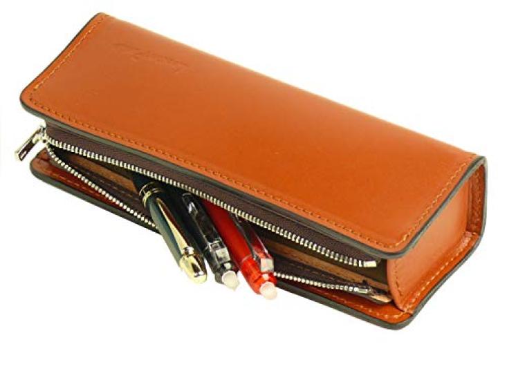 Кожаный пенал в оригинальной спецификации Excella молния [Кожаная подкладка. JP] чехол/ручка (коричневый) [Сделано в Японии] кожа/коровья кожа