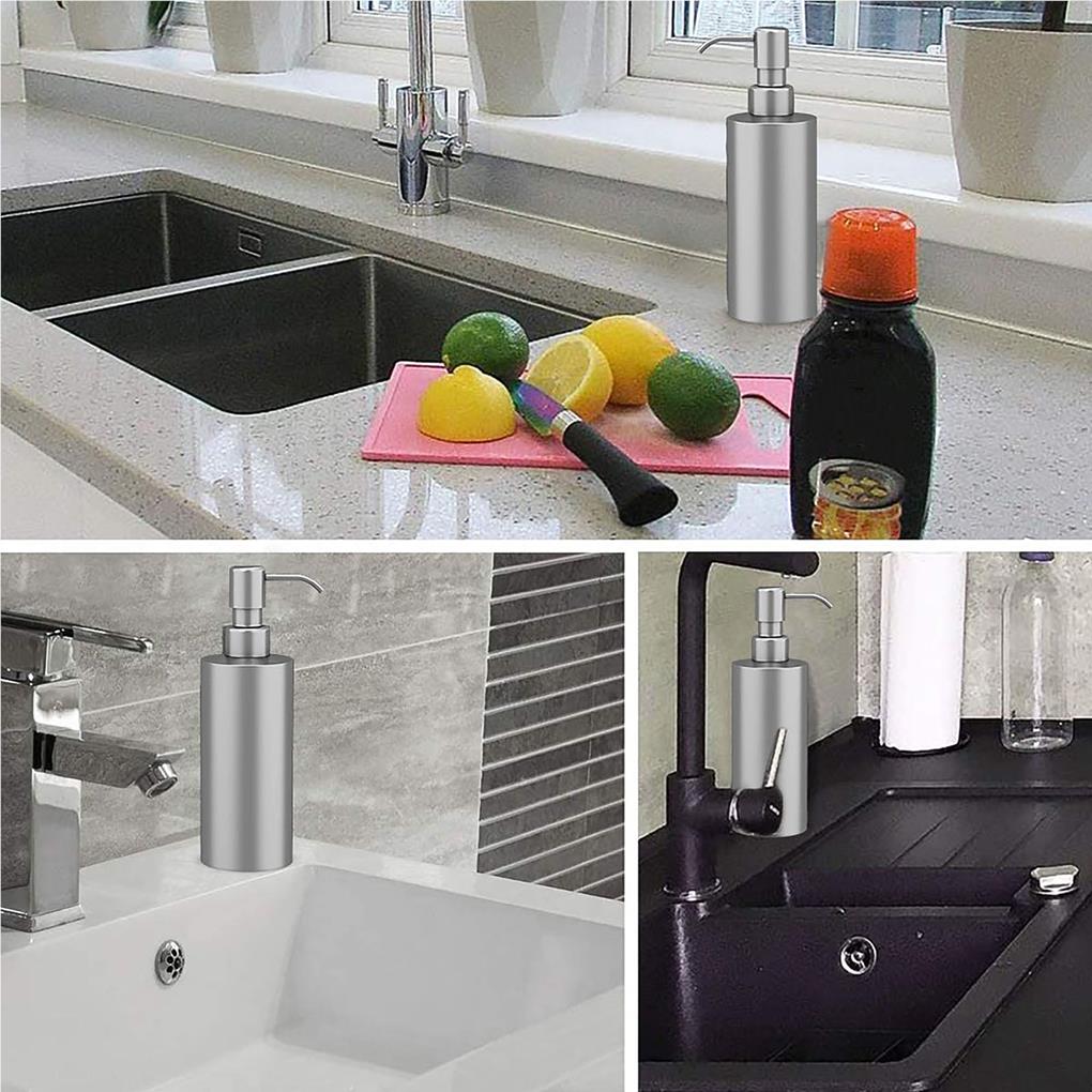 350 мл дозатор жидкого мыла из нержавеющей стали, контейнеры для бутылок с лосьоном, держатель для жидкости, цилиндрический внешний вид для ванной комнаты