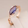Curve Design Rhombus Purple Zircon Simple Rings Party Wedding Women Jewelry Accessories