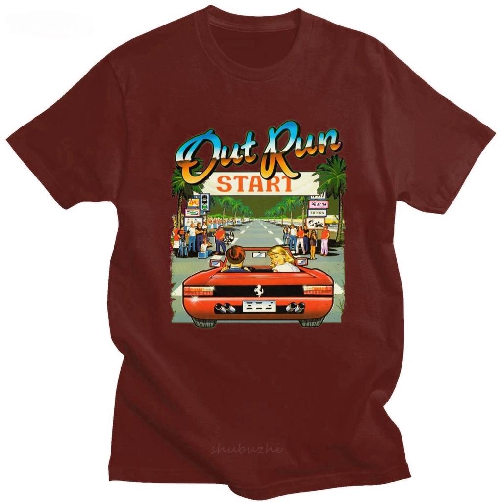 Men T-shirts Japanese Arcade Racing Video Game Print Short Sleeve Pure Cotton Hiphop Tees Man Women Clothings Plus Size Tshirt