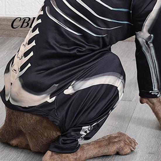 Fashionable Puppy Skeleton Shirt Dog Costume, Print Four-legged Outfit, Spooky Breathable Pet Clothing for All Sizes Cool Pullover Halloween