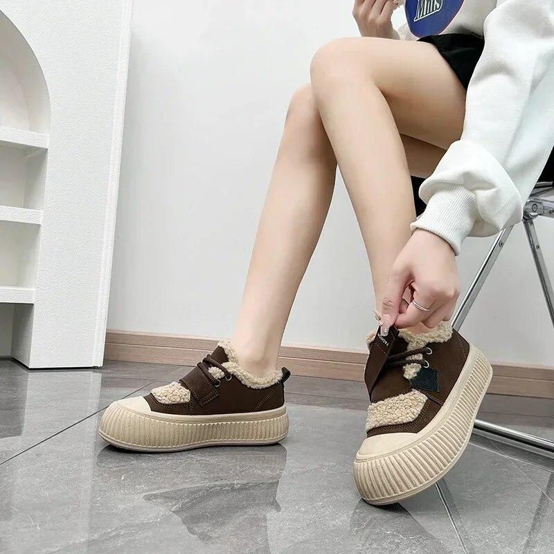 Зимняя женская хлопковая обувь Palfform, сохраняющая тепло, бархатные низкие кеды для женщин, уличная повседневная прогулочная обувь, ботильоны