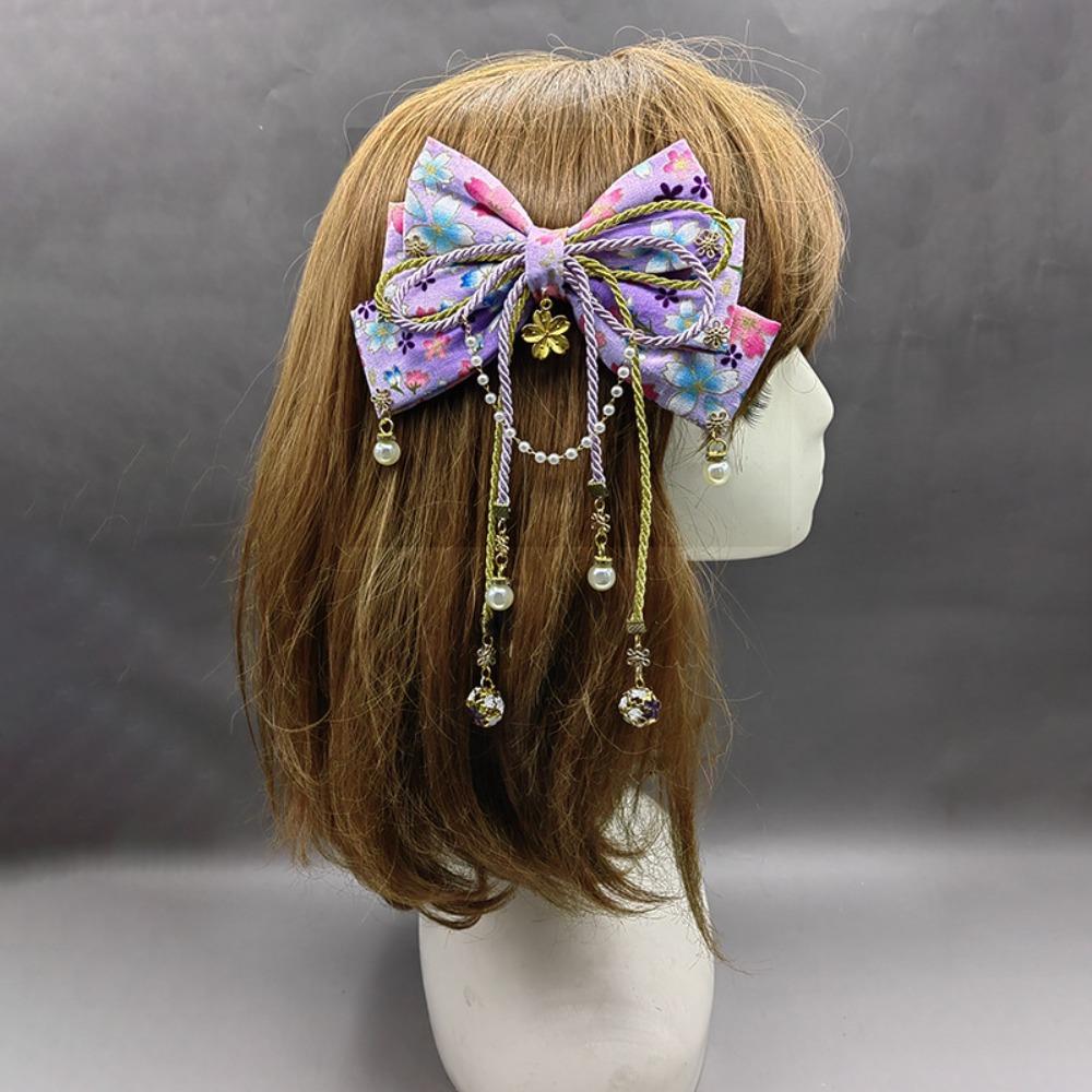 Japanese Style Kimono Barrettes Sweet Bowknot Hair Clip Creative Side Clip  Girl