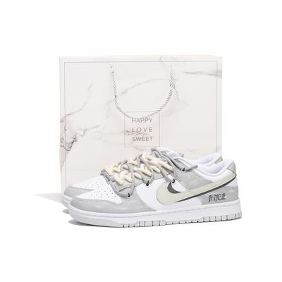 Кроссовки Dunk Leather Покрытие Устойчивое к скольжению Ударопрочное Износостойкое Низкие Кеды для скейтбординга Мужские Белый Серый DV0831-101(Команда59-)