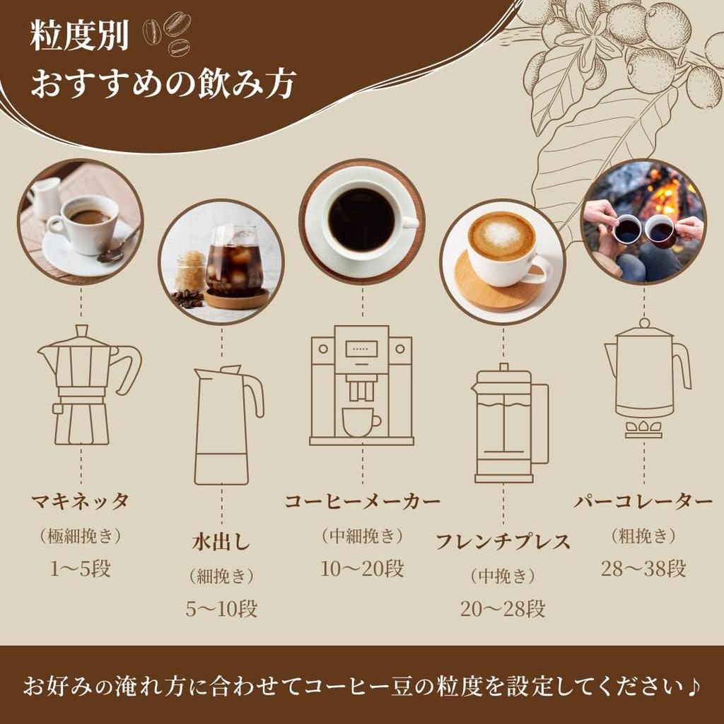 Zero Electric Coffee Mill Conical Type 38 Types of Grinds Easy Dial Operation ±0 Plus/Minus XKM-J110 (Brown Gray)